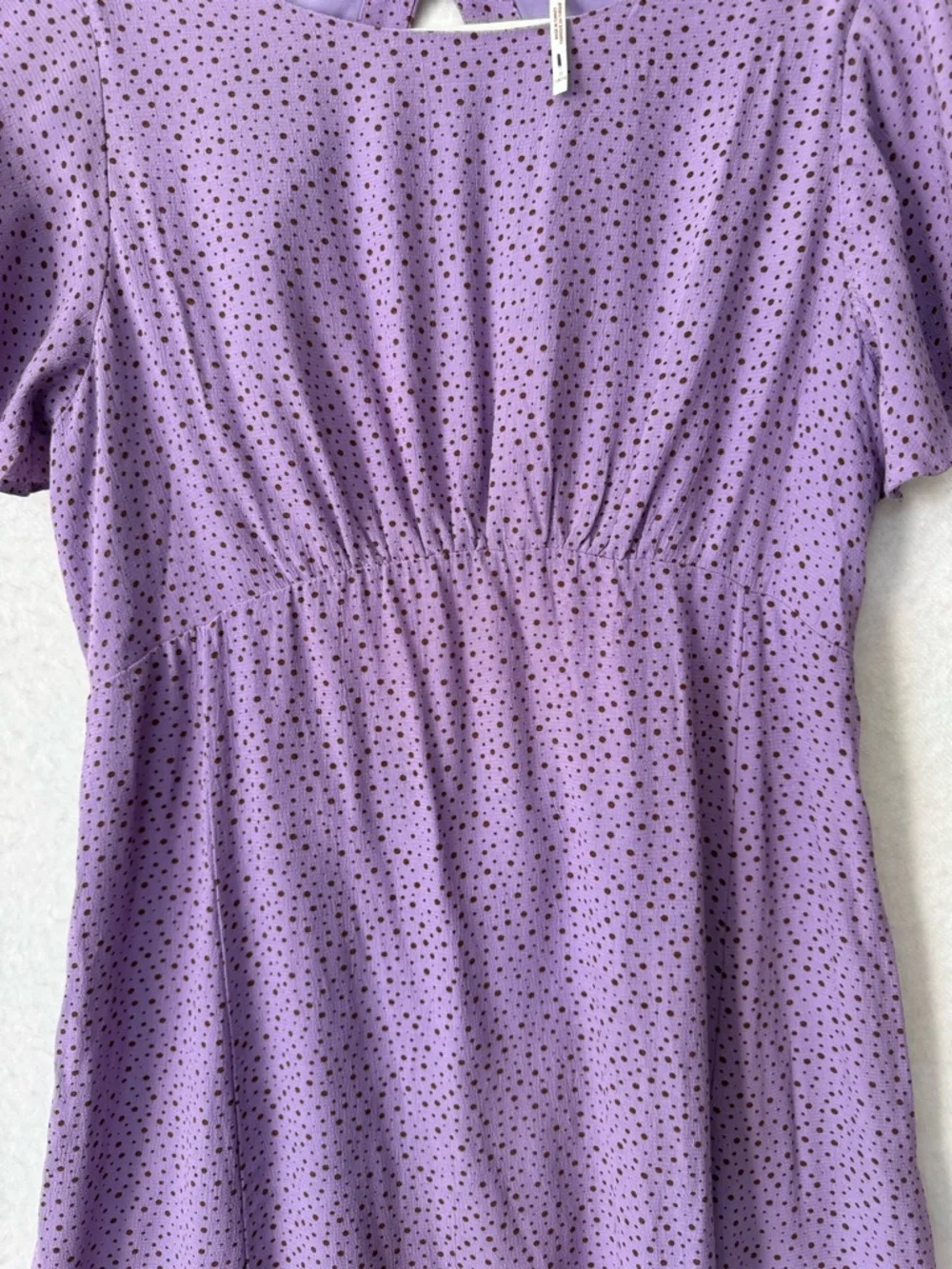 Free People Purple Polka Dot Babydoll Mini Dress Open Back Size 10 Boho - Picture 6 of 9
